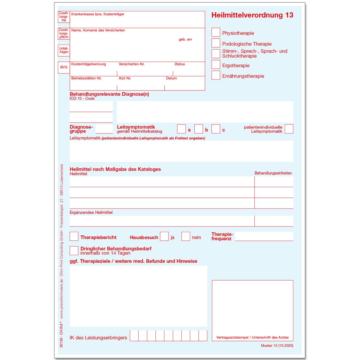 Heilmittelverordnung Muster 13