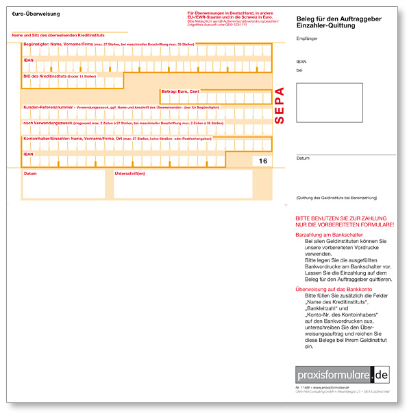SEPA-Überweisungsvordrucke 11488