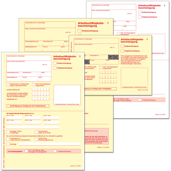 Muster 1 AU-Bescheinigung selbstdurchschreibend